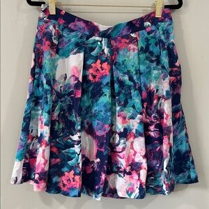 Cynthia Rowley Watercolor A Line Pleated Skirt size L